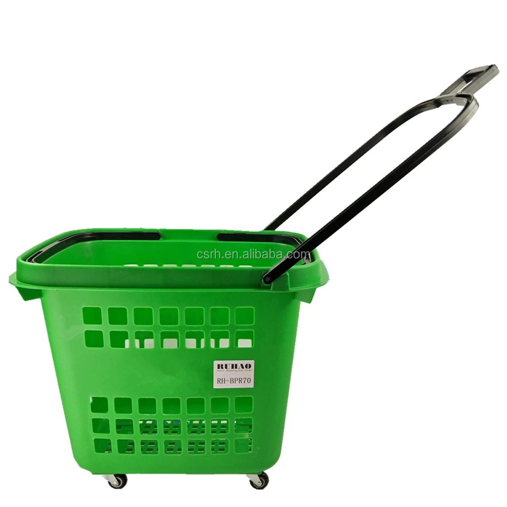 70L Rolling Shopping Baskets Black//Red//Blue