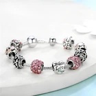 Qings 925 Sterling Silver Plated Bracelets With Pink Zircon Jewelry Fashion Bracelets