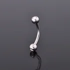 Stainless steel jeweled eyebrow ring banana piercing ring