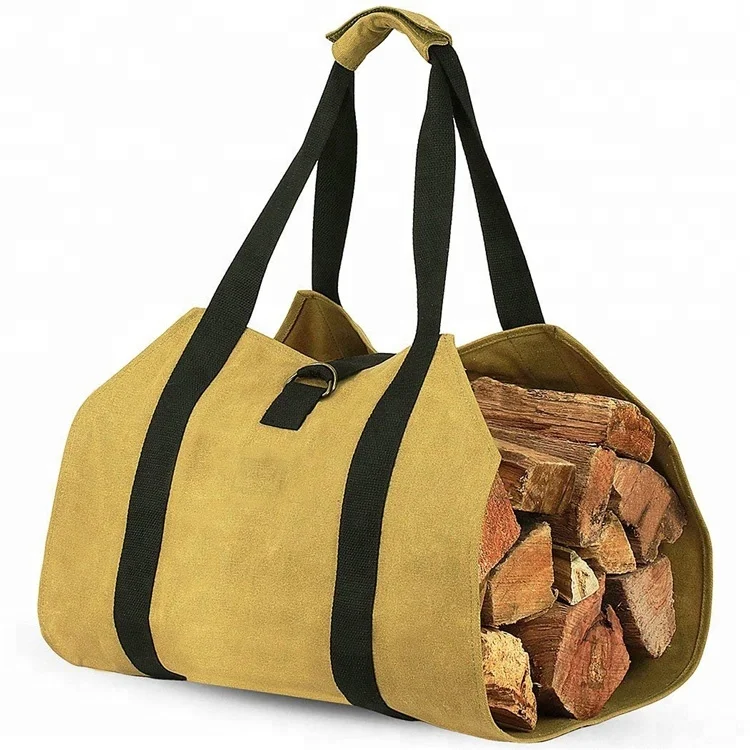 canvas bolsa for carrying firewood