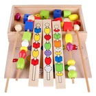 Games Wooden Game Diy Handmade Children Memory Wooden Games Puzzle Beaded Box Intelligence Toy Wooden Building Block Toy