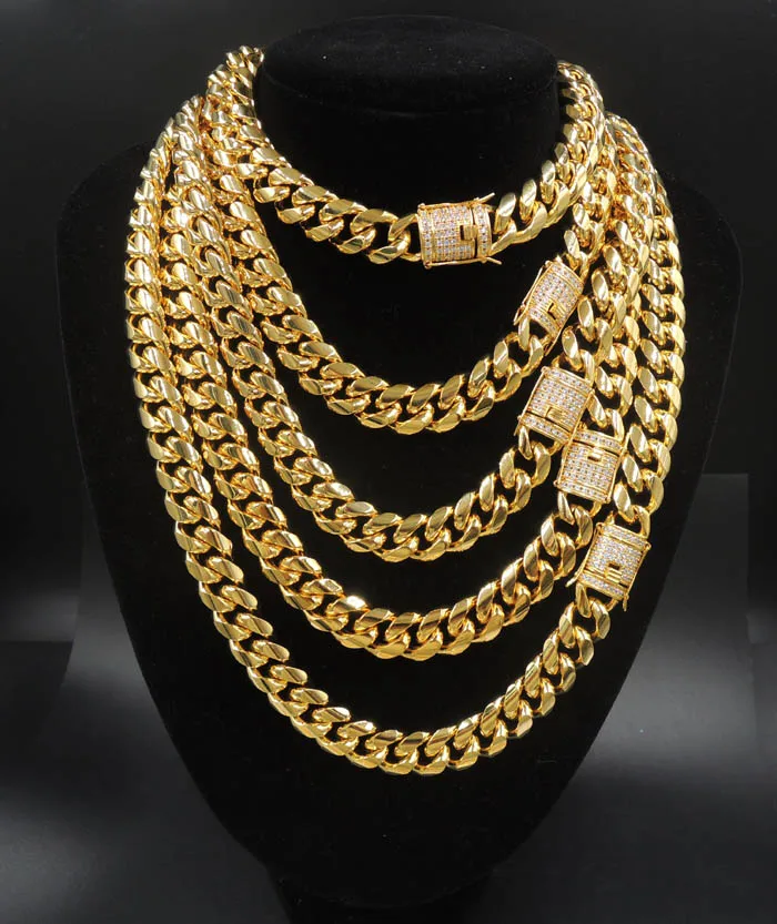 24"STAINLESS STEEL GOLD MIAMI CUBAN LINK CHAIN NECKLACE 8mm 75g N46 