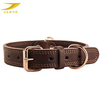 Wholesale custom high quality fancy hunting genuine leather pet dog collar