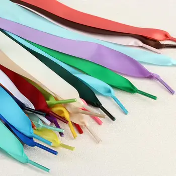[12] Fashion Satin Shoe laces 100cm long Satin Ribbon Shoelace Colorful Shoe String