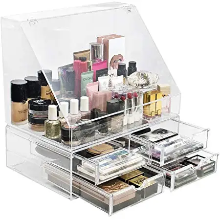 Thick Acrylic Makeup Jewelry Case Organizer Storage Holder Box 4-Drawers New 