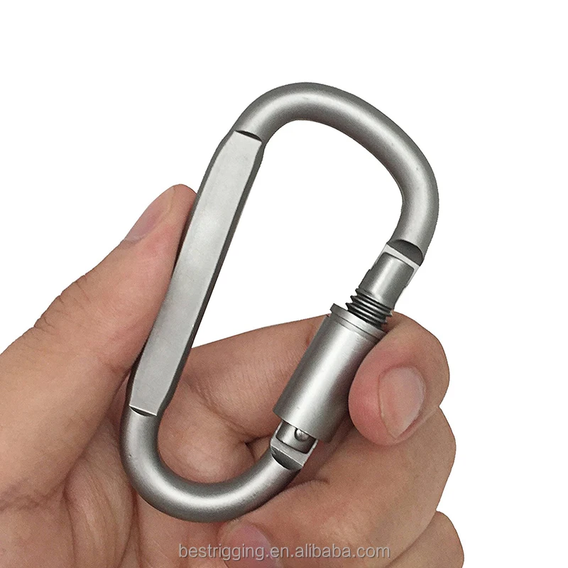 50/100 Aluminum Carabiner D-Ring Clip Hook Climbing Keychain Screw Locking 