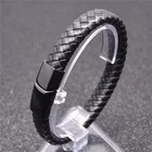 Leather Bracelet Manufacture Bracelet Black Buckle Hand Bangle Jewelry Wholesale Stainless Steel Mens Leather Bracelet