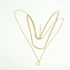 Charm Pendant Women Charm Necklace Cute Gold Circle Metal Pendant Wedding Jewelry Necklace