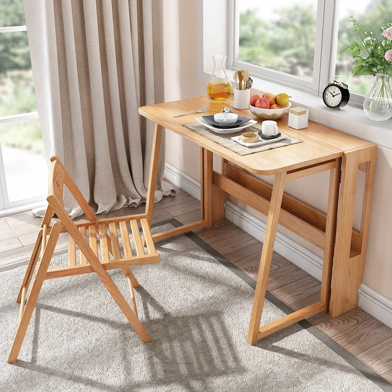 Contemporary Design Modern Furniture Household Soild Wood Folding Dining Table