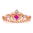 Natural Gemstone 925 Sterling Silver 3mm Square Cut Red Ruby Gemstone Simple Ring S925 For Women RI013