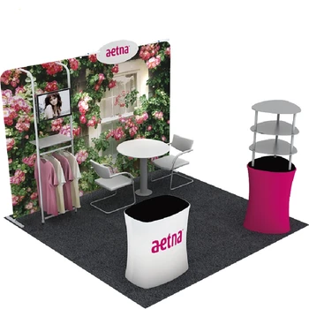 10x10 Trade Show Booth Exhibit Portable Tension Fabric Photo Exhibition Stands Free Standing Display