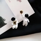 Star Stud Earrings Unique Design Creative Cute Cartoon Astronaut Spacemen Star Stud Earrings