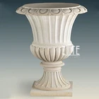 Carved Pot Polished Hand Carved White Marble Stone Flower Pot