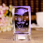 3d Laser Engraved Crystal Cube Rose Flowers Led Light Souvenir 3d Laser Crystal Engraving Business Gift