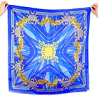 Design Custom Design Digital Printing Lady Royal Blue Silk Scarf Silk Tudung