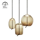 Glass Glass Led Pendant Lamp Modern Simple Hotel Indoor Decorative Lighting Iron Glass LED Pendant Lamp