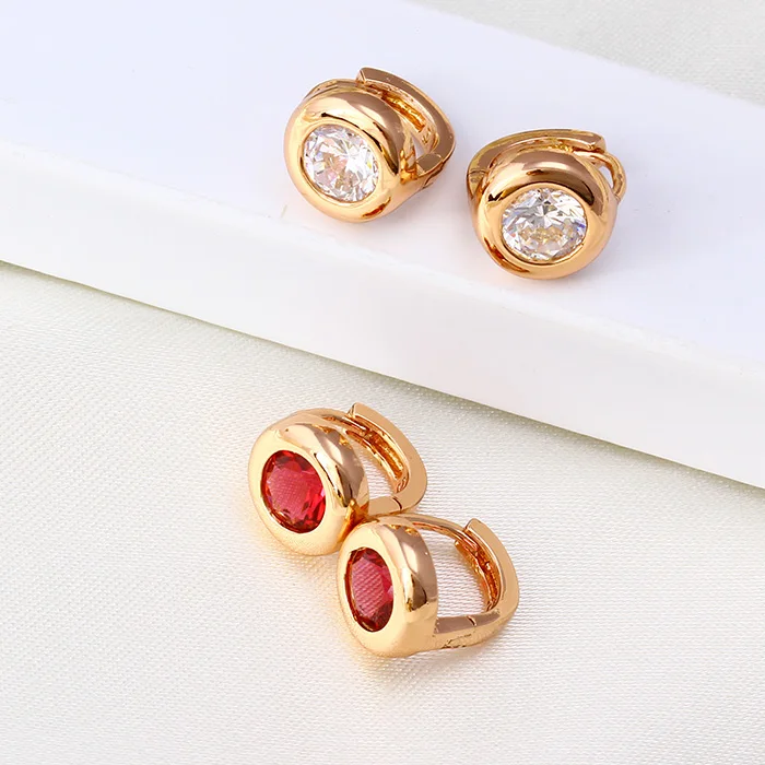 C207235--24482 Xuping Fashion Rose gold Plated Jewelry Earrings Elegant Popular Huggies earrings with Glass
