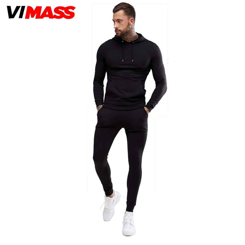 Custom Polyester Mens Sportswear Slim Fit Plain Tracksuit