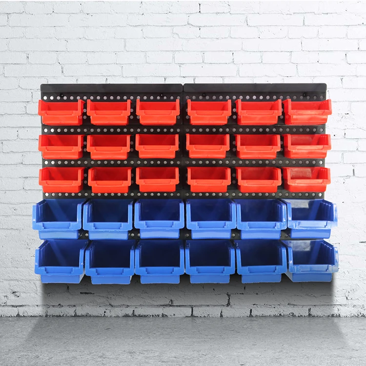 Plastic Storage Bins Organizer Container Box Garage Plastic Shop Tool Wall Mount 