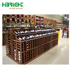 Store Gondola Modern Design Steel Structure Double Side Wood Gondola Liquor Store Shelving For Wine Display