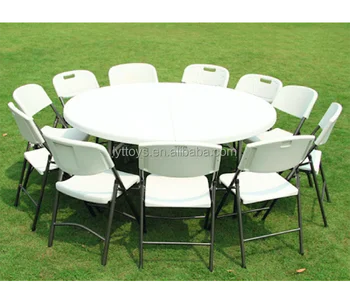 10 people wedding party outdoor banquet table plastic round folding chair table