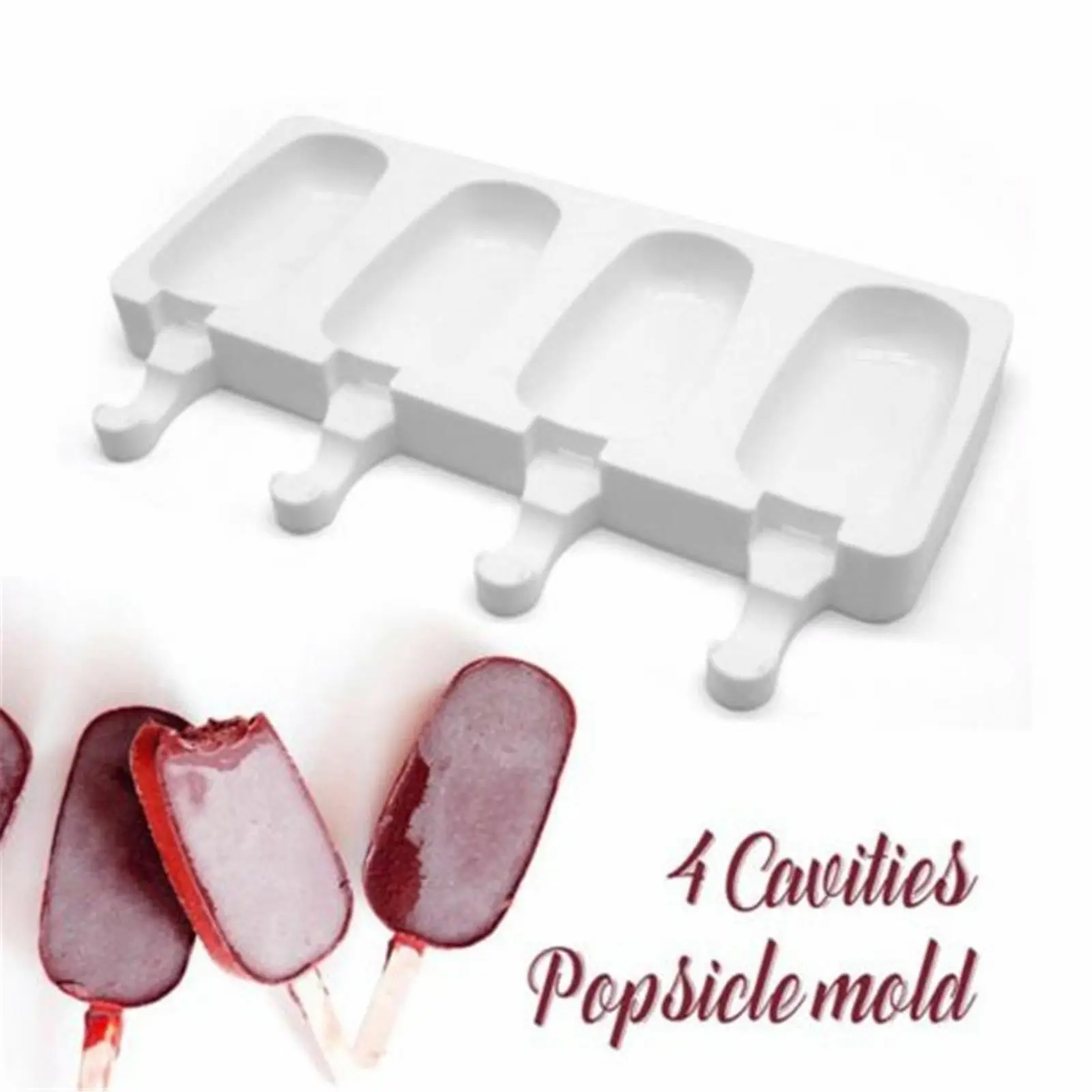 Silicone Frozen Ice Cream Mold Juice Popsicle Maker Ice Lolly  Mould 4 Cell 