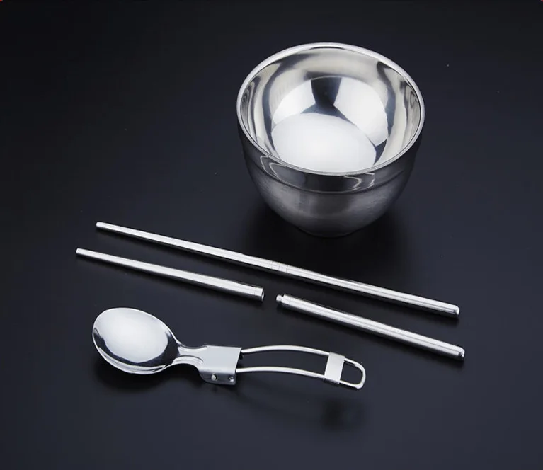 Easy to Carry Stainless Steel Bowl Spoon Chopsticks Set in Great Demand of India