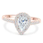 Ring Rings Brilliant 925 Silver Waterdrop Pear Shape CZ Engagement Ring Real Rose Gold Plated Stackable Wedding Rings
