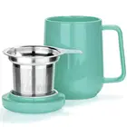 Tea Mug With Lid 19 Ounce Ceramic Tea Cup Large Tea High-Fired Ceramic Mug With Lid And Stainless Steel Infuser