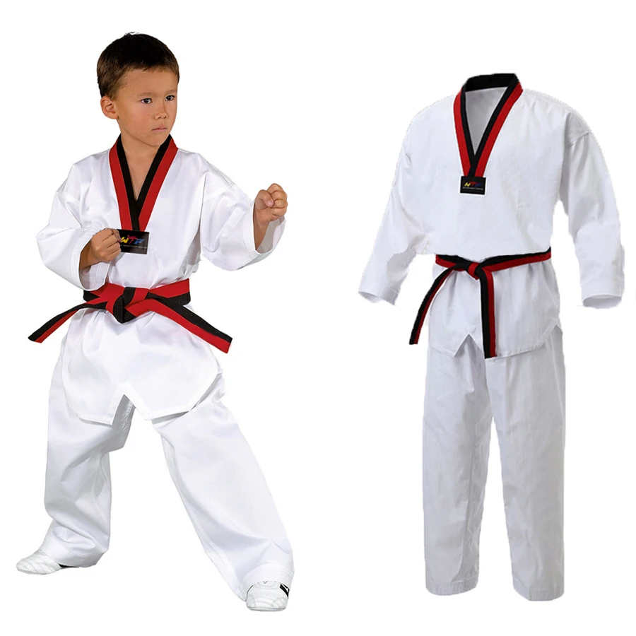Taekwondo V-Neck White with Black Color Complete Uniforms