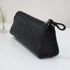 Pencil Leather Case Leather Vintage Black Zipper Pencil Bag Leather Pencil Case For Students
