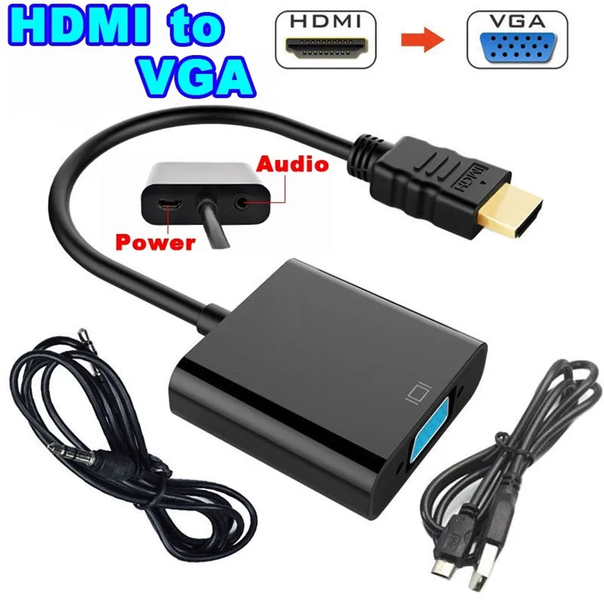 Laptop HDMI to VGA Adapter Cable 6ft,VCOM Gold-Plated HDMI to VGA Cable with Micro USB Power and Audio 1080P Active Video Converter Cord HDMI to VGA Adapter for Monitor Desktop PC 