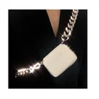 Metal Purse Metallized Bags Thick Metal Chain Black Shoulder Bag Mini Small Bag Chest Bag Purse