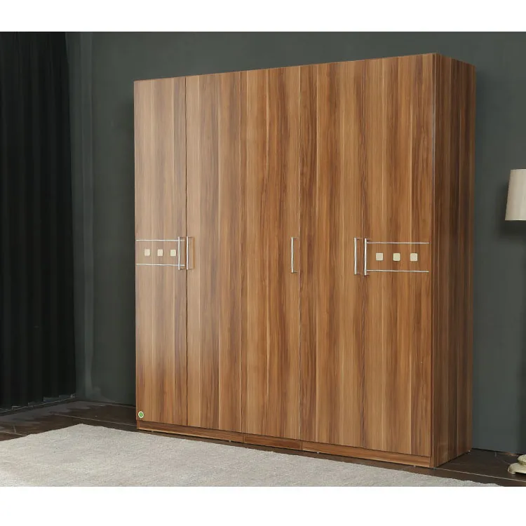 Luxury modern wooden wardrobe furniture with melamine 5 doors large clothes storage hotel Bedroom furniture
