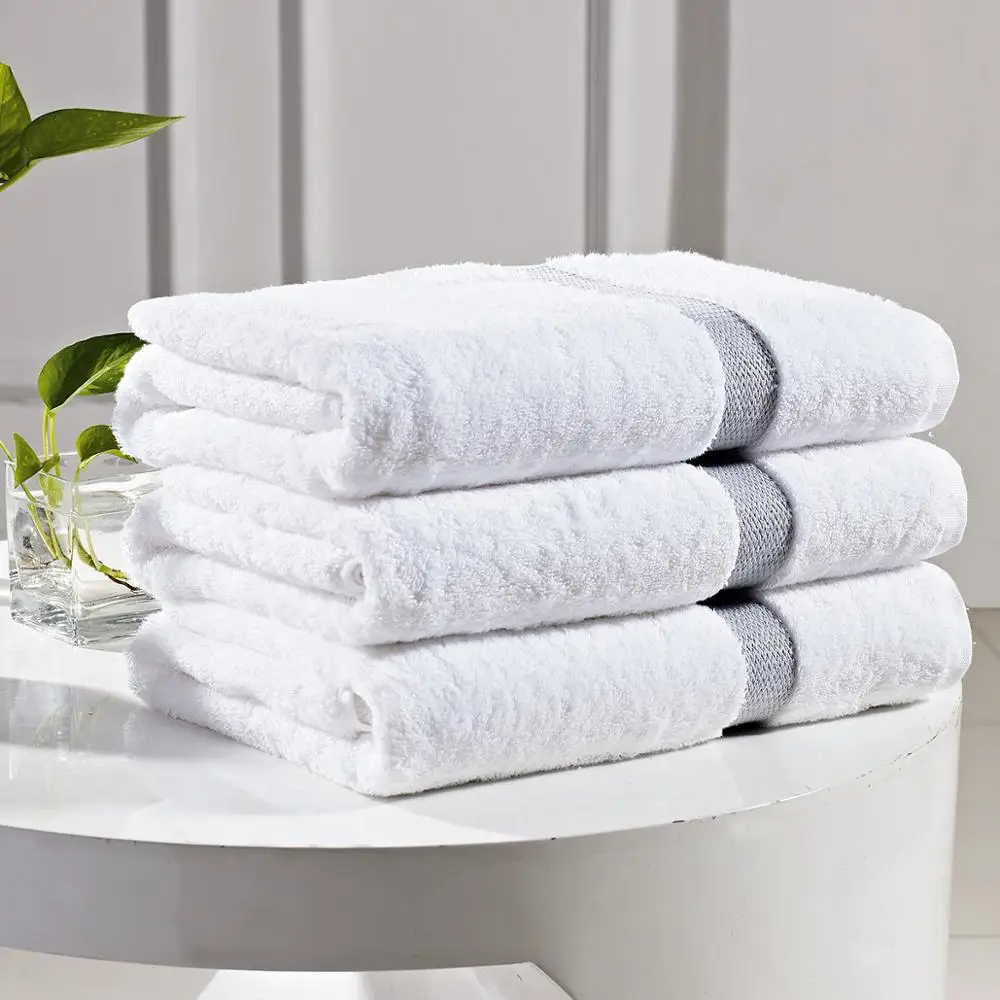 adult large white Towels bath set luxury 5 star hotel custom 100% cotton white woven dobby hand bath towels