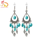 Earring Blue Drop Best Seller Trendy Style Decoration Turquoise Earring Blue Color Beads Leaf Drop Earring