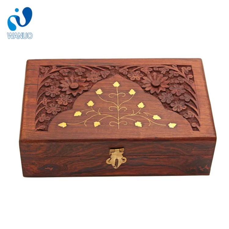 Carved Wooden Jewelry Trinket Box