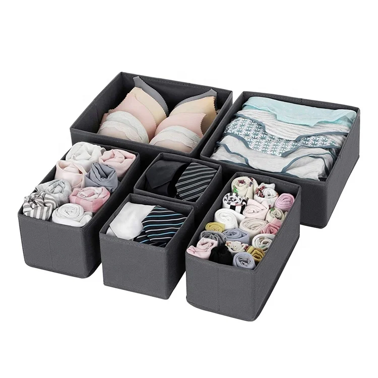 6pcs Drawer Organizer Underwear Storage Boxes, Foldable Closet