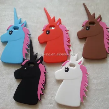Fashion 3D Cute Cartoon Unicorn Soft Silicon Rubber Case Cover For iPhone 5 5s 6 6s plus 4.7/5.5" White Horse Case