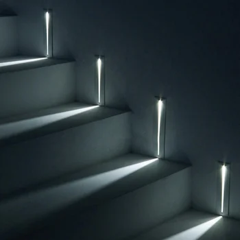 3W Indoor Outdoor LED Wall Lamp Footlight Aluminum Recessed Wall Corner Light Outdoor Corridor Step Stair Light