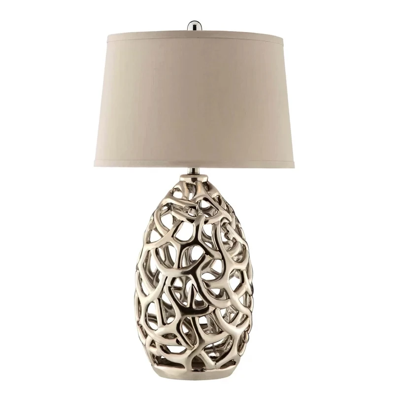 large beige table lamp