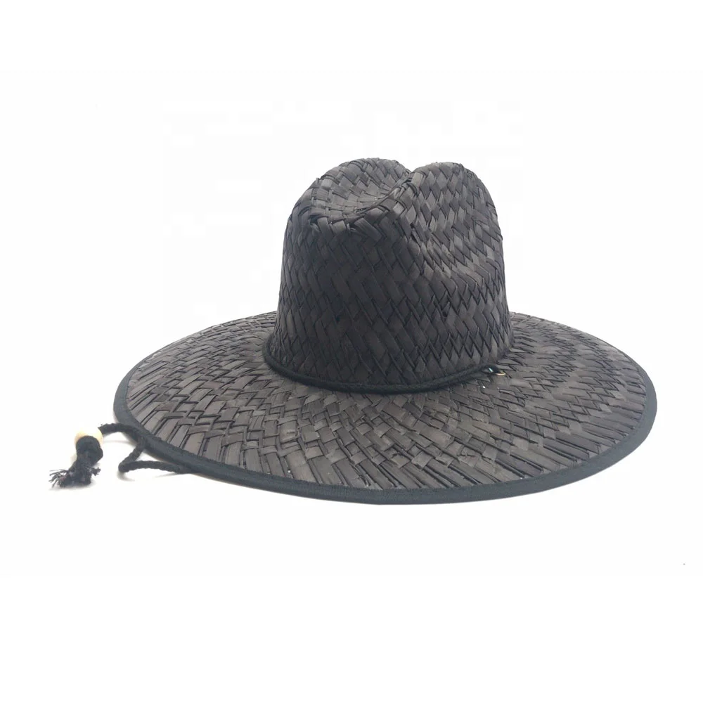 black straw lifeguard hat