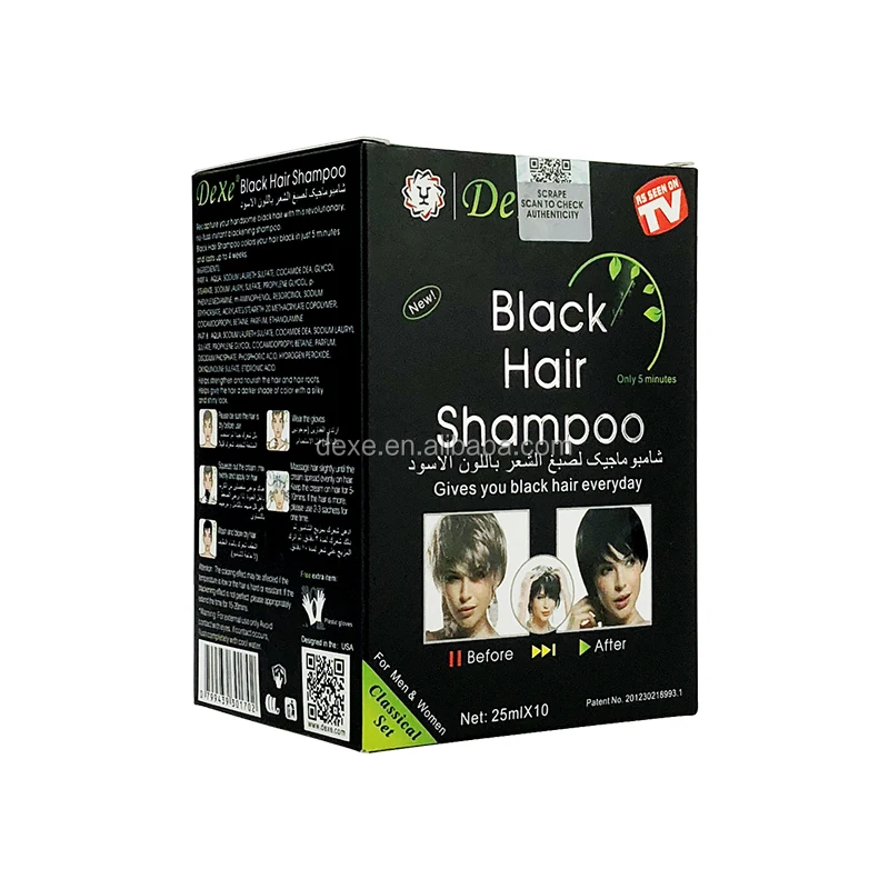 Black Hair Shampoo salon Quality  Hair Color Dye Turn Hair Into Shining Black in 5 Mins Herbal Permanent Colour 2-in-1