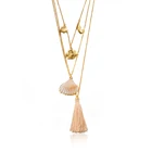 Big Sea Shell BAOYAN Gold Plated Big Sea Shell Fish Charm Stainless Steel Necklace