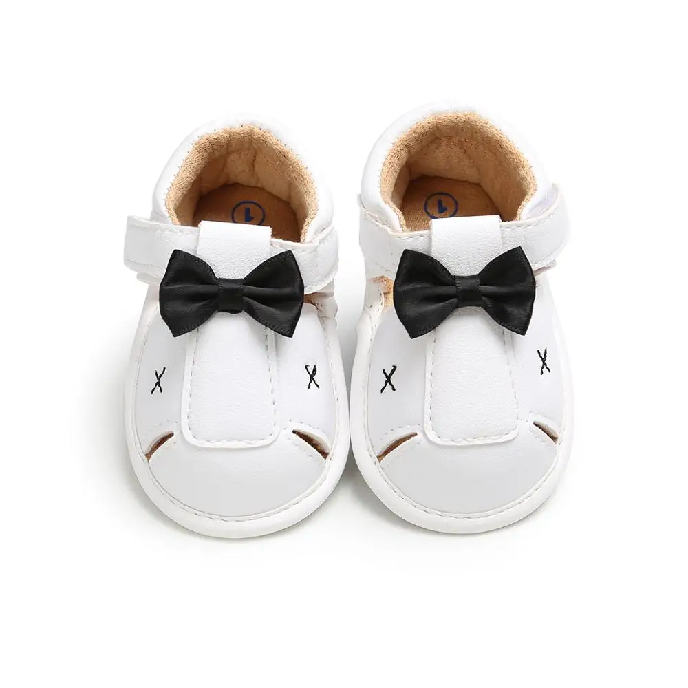 Summer PU Leather shoes With bowknot anti-slip baby barefoot Toddler sandals