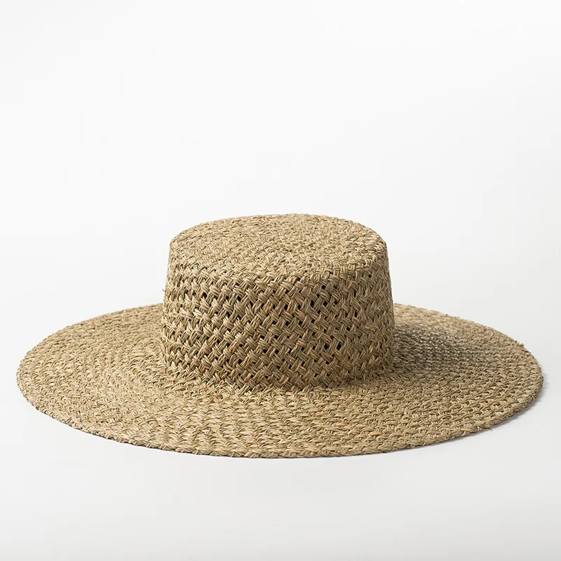 straw hat with a flat top