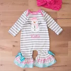 White Baby Sleeve Factory Price Infant Toddler Christmas Onesie Santa Wholesale Grey White Striped Baby Long Sleeve Romper