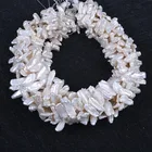 Pearl White Pearls Freshwater 6*19mm White Biwa Freshwater Loose Pearl String