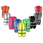 White Vest Vest With Pocket Custom Police 100% Polyester White Reflective Traffic Safety Vest With Pockets