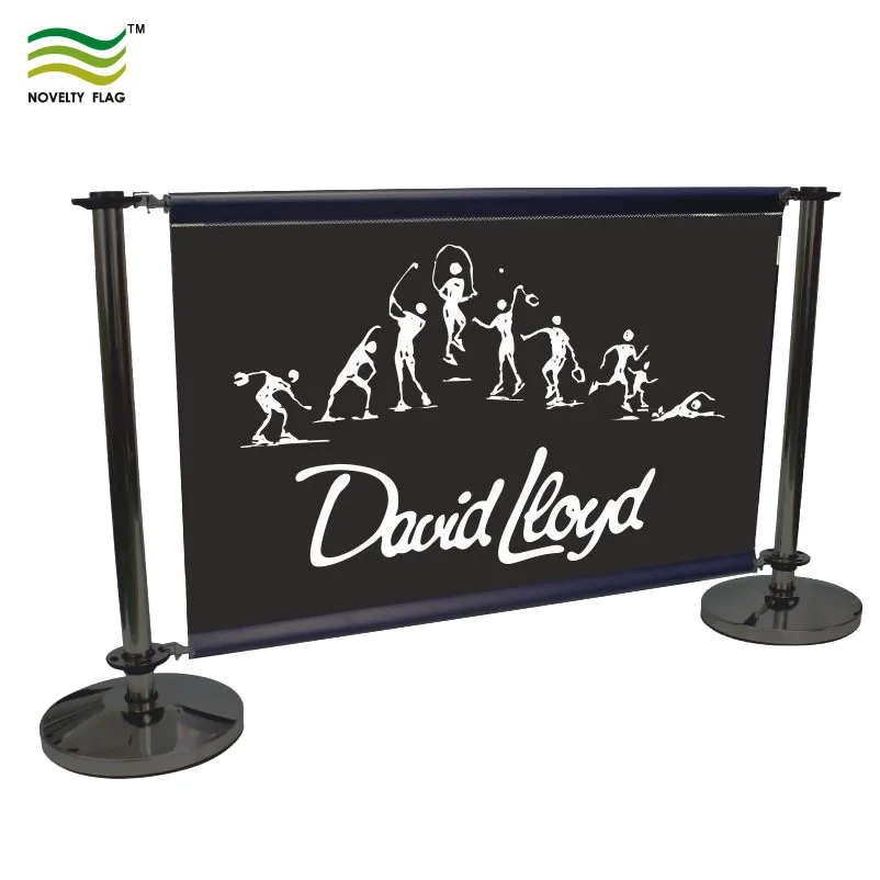 1m wide Round Black Tube Cafe Barrier Coffee Barrier with double sided Graphics 